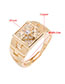 Fashion Quadrilateral Copper Gold Plated Zirconium Geometric Ring