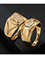 Fashion Square Copper Gold Plated Zirconium Geometric Open Ring