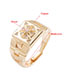 Fashion Middle Drill Copper Gold Plated Zirconium Geometric Ring