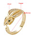 Fashion White Brass Gold Plated Zirconium Serpentine Ring