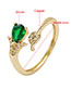 Fashion Heart Drill Copper Gold Plated Zirconium Geometric Open Ring