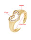 Fashion Little Love Brass Gold Plated Zirconium Heart Open Ring