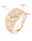Fashion Geometry Copper Gold Plated Zirconium Geometric Open Ring