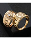 Fashion Quadrilateral Copper Gold Plated Zirconium Geometric Open Ring