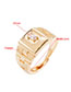Fashion Square Drill Copper Gold Plated Zirconium Geometric Open Ring