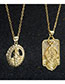 Fashion Square Bronze Gold Plated Zirconium Figure Square Necklace