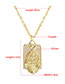 Fashion Square Bronze Gold Plated Zirconium Figure Square Necklace