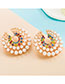 Fashion Color Alloy Set Fancy Diamond Pearl Stud Earrings