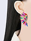 Fashion Purple Alloy Diamond Wing Stud Earrings