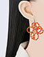 Fashion Red Geometric Faceted Crystal Bead Braided Flower Stud Earrings
