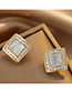 Fashion Gold Pure Copper Diamond Mother-of-pearl Diamond Earrings