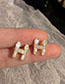 Fashion Gold Geometric Diamond Letter Stud Earrings