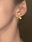 Fashion Gold Brass Diamond Cat's Eye Flower Tassel Drop Earrings