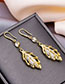 Fashion Gold Copper Diamond Leaf Stud Earrings