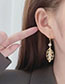 Fashion Gold Copper Diamond Leaf Stud Earrings