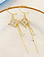 Fashion Gold Bronze Diamond Flower Tassel Drop Earrings