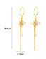 Fashion Gold Bronze Diamond Flower Tassel Drop Earrings