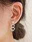 Fashion Gold Bronze Diamond And Pearl Bear Heart Stud Earrings