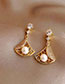 Fashion Gold Copper Diamond Geometric Fan Stud Earrings