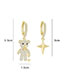 Fashion Gold Bronze Zirconium Bear Star Asymmetric Earrings