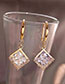 Fashion Gold Brass Diamond Rhombus Earrings