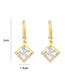 Fashion Gold Brass Diamond Rhombus Earrings