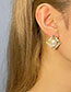Fashion Gold Brass Diamond And Pearl Diamond Stud Earrings