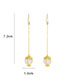 Fashion Gold Brass Diamond Geometric Cat's Eye Tassel Drop Earrings