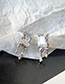 Fashion Silver Copper Inlaid Zirconium Geometric Irregular Stud Earrings