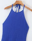 Fashion Blue Blend Halterneck Lace-up Dress
