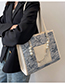 Fashion White With Blue Pu Geometric Jacquard Large Capacity Shoulder Bag