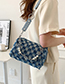 Fashion Blue Denim Check Large Capacity Shoulder Bag