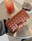 Fashion Brown Pu Check Embossed Zipper Wallet