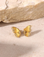 Fashion Gold Stainless Steel Diamond Butterfly Stud Earrings