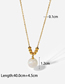 Fashion Gold Stainless Steel Ball Chain Mermaid Pearl Necklace