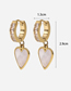 Fashion Gold Stainless Steel Inlaid Zirconium Heart White Shell Earrings