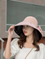Fashion 359 Pink Black Rubber Bow Large Brim Straw Stitched Bucket Hat