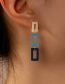 Fashion Blue Alloy Geometric Square Earrings