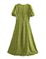 Fashion Green Geometric Print Lapel Slit Dress