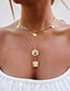 Fashion Gold Alloy Square Butterfly Round Multilayer Necklace
