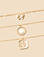 Fashion Gold Alloy Square Butterfly Round Multilayer Necklace