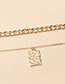 Fashion Gold Alloy Geometric Square Double Layer Necklace
