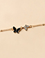 Fashion Gold Alloy Diamond Drop Oil Butterfly Necklace