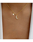 Fashion Gold Alloy Star And Moon Necklace With Diamonds