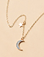 Fashion Gold Alloy Star And Moon Necklace With Diamonds