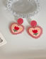 Fashion Pink Geometric Flower Heart Stud Earrings