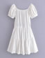 Fashion White Embroidered Cotton One-shoulder Dress