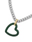 Fashion Golden Dark Blue Bronze Zircon Heart Pendant Chunky Chain Necklace