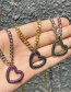 Fashion Silver Red Bronze Zircon Heart Pendant Chunky Chain Necklace
