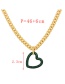 Fashion Golden Green Bronze Zircon Heart Pendant Chunky Chain Necklace